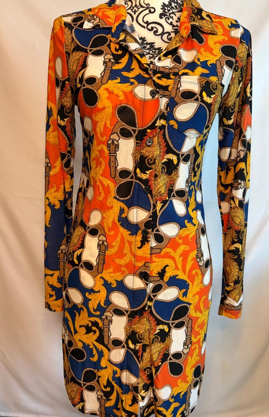 Jolie & Joy  Baroque Scarf Print vibrant  dress large